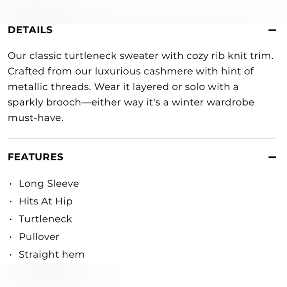 Talbots Cashmere Metallic turtleneck sweater small new - Picture 2 of 3